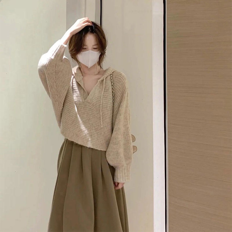 Set Áo Sweater Phối Chân Váy Phong Cách Hồng Kông Thời Trang Thu Đông 2022 Mới