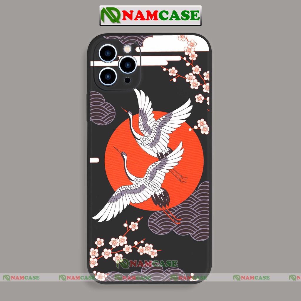 Ốp lưng điện thoại iPhone Chim hạc cạnh viền vuông silicon dẻo bảo vệ cam ip 6/6s/7/8/X/XS/XR/11/12/13/14 Pro Plus Max