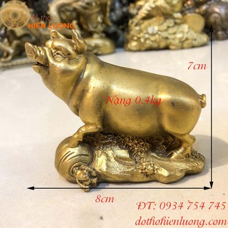 Tượng Heo Bằng Đồng Trơn Phong Thủy Cao 7cm