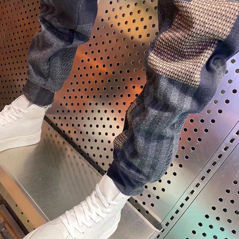 Quần Len Kẻ Sọc Caro Thời Trang Đơn Giản Cho Nam