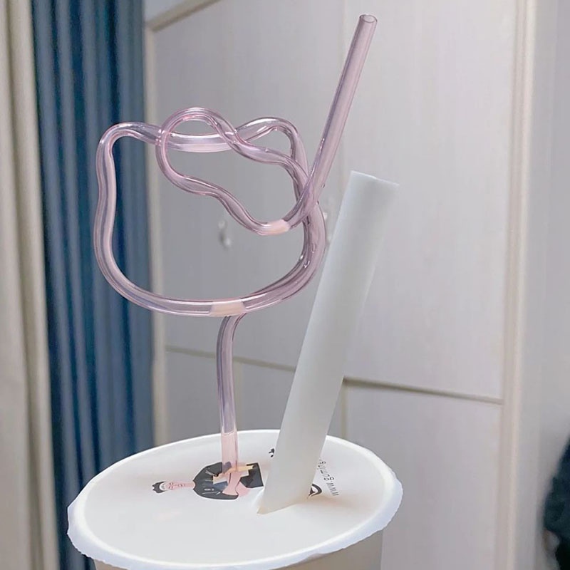 Ống Hút Nhựa PVC Dùng 1 Lần Hình Hello Kitty Dễ Thương