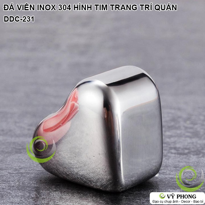 ĐÁ VĨNH CỮU INOX 304 HÌNH TRÁI TIM GIỮ LẠNH ĐỒ UỐNG PHA CHẾ TRANG TRÍ ĐẠO CỤ CHỤP ẢNH SẢN PHẨM INS DDC-231