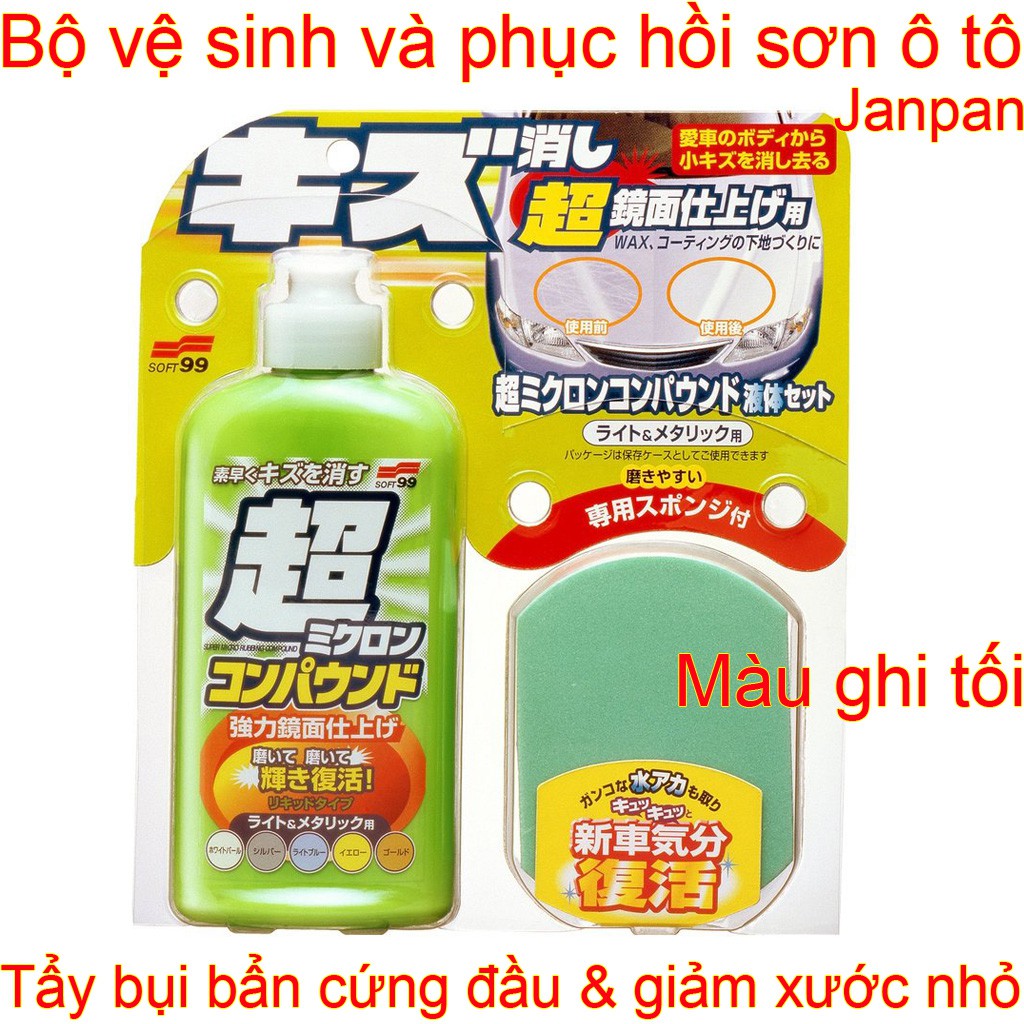Bộ vệ sinh và phục hồi sơn xe ô tô màu ghi tối Micro Liquid Compound Set Soft99