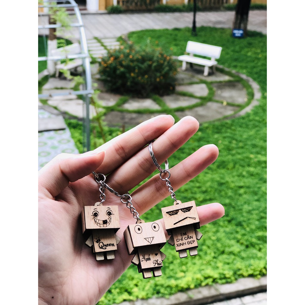 Móc khóa danbo Người gỗ cute treo chìa khóa, treo cặp, quà tặng cute