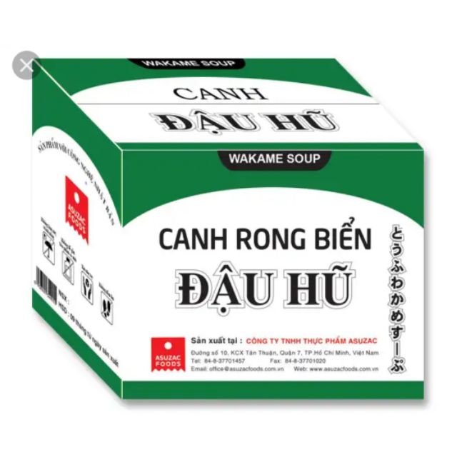 Canh rong biển Đậu hũ ASUZAC Nhật Bản thùng/12 hộp/120 gói (ăn chay được)