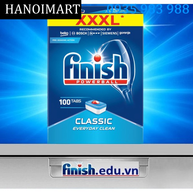 Combo 100 viên rửa bát Finish + 1,5kg muối rửa bát Finish