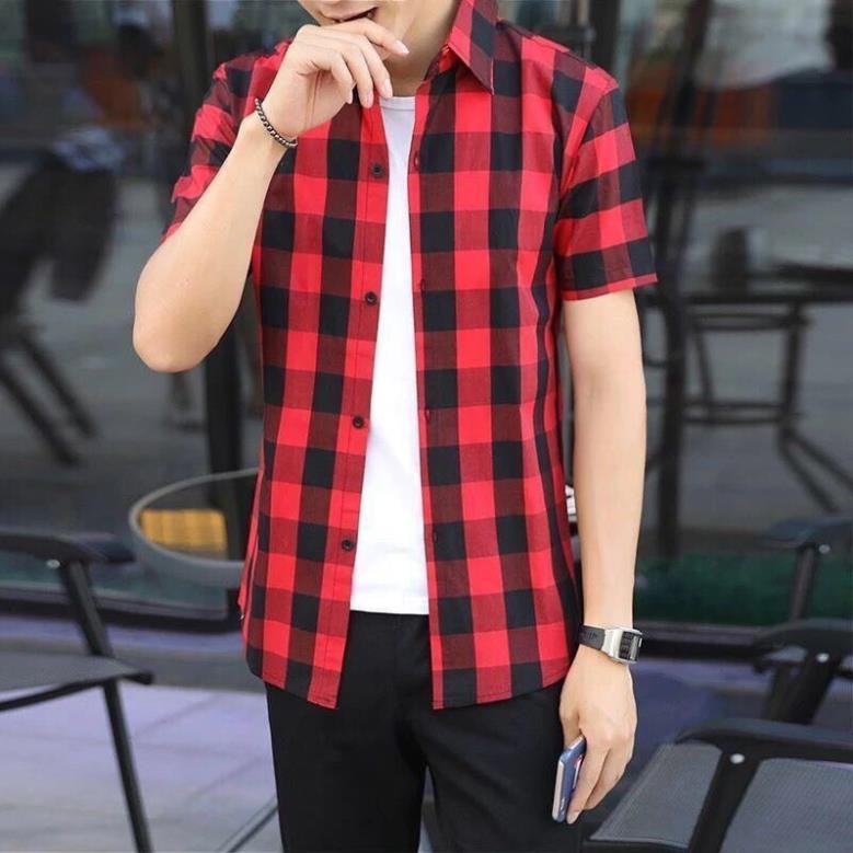 [HÀNG CAO CẤP] Áo Sơ Mi Caro Tay Ngắn Thời Trang Phong Cách Hàn Quốc Cho Nam | BigBuy360 - bigbuy360.vn
