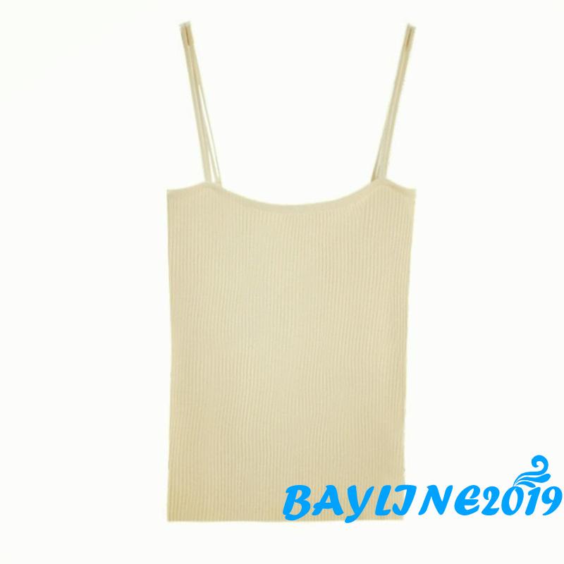 Áo Hai Dây Dệt Kim Màu Sắc Trơn Thời Trang Cho Nữ