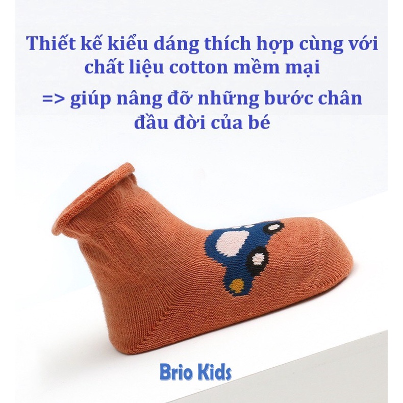 Set 3 đôi tất  Cotton có đế Chống Trượt bằng Silicon mềm mại cho bé trai, bé gái tập đi –
