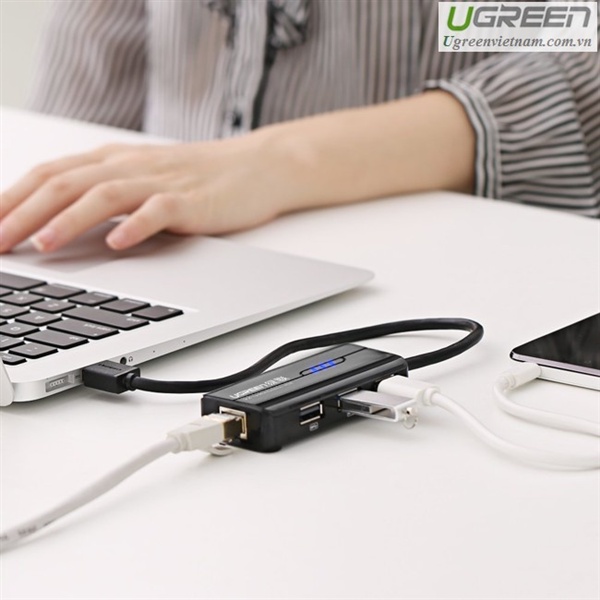 Bộ chia 3 cổng USB 2.0 và 1 cổng Ethernet 10/100Mbps Ugreen 20264 - Hàng Chính Hãng