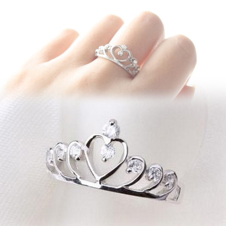 Nhẫn đeo tay tạo hình vương miện trái tim thời trang cho nữ