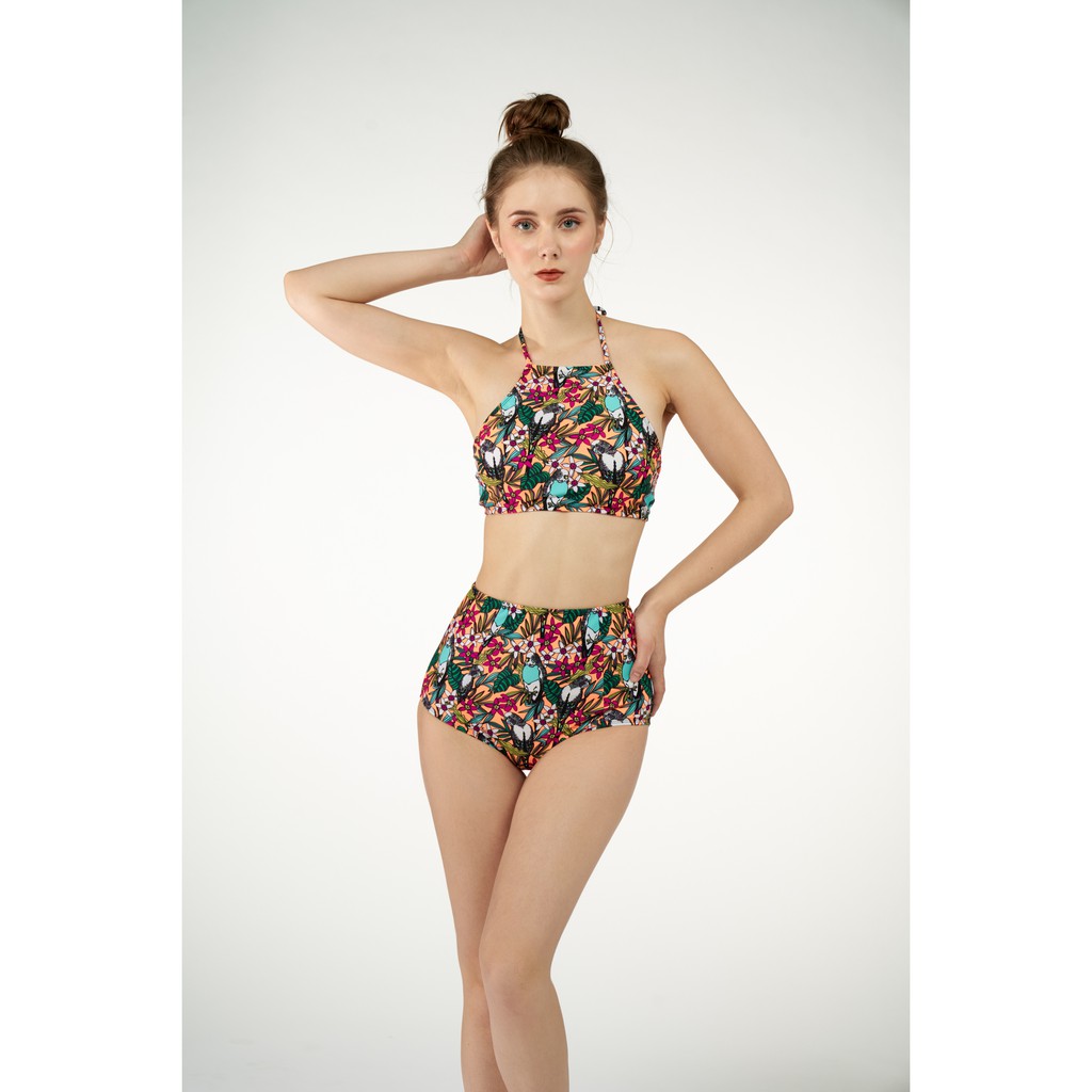 [Mã LTNP50 giảm 50K đơn 150K] Đồ bơi Nữ BIKINI PASSPORT kiểu Lưng cao yếm- màu Floral - BS125_FLO