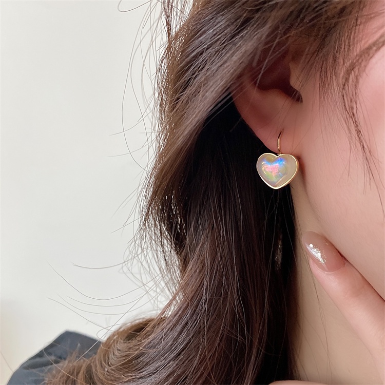 Bông Tai Hình Trái Tim Đính Ngọc Trai Nhân Tạo Thời Trang