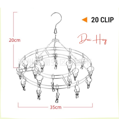 Móc kẹp tròn inox 304 phơi quần áo, Dù phơi đồ trẻ em bền chắc đẹp DUC HUY 99