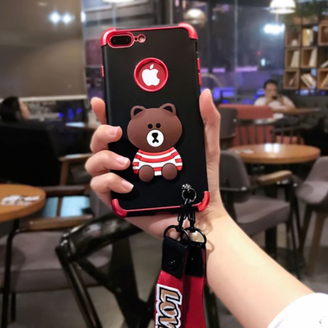 Ốp iPhone hình gấu kèm 2 dây ngắn và dài | BigBuy360 - bigbuy360.vn