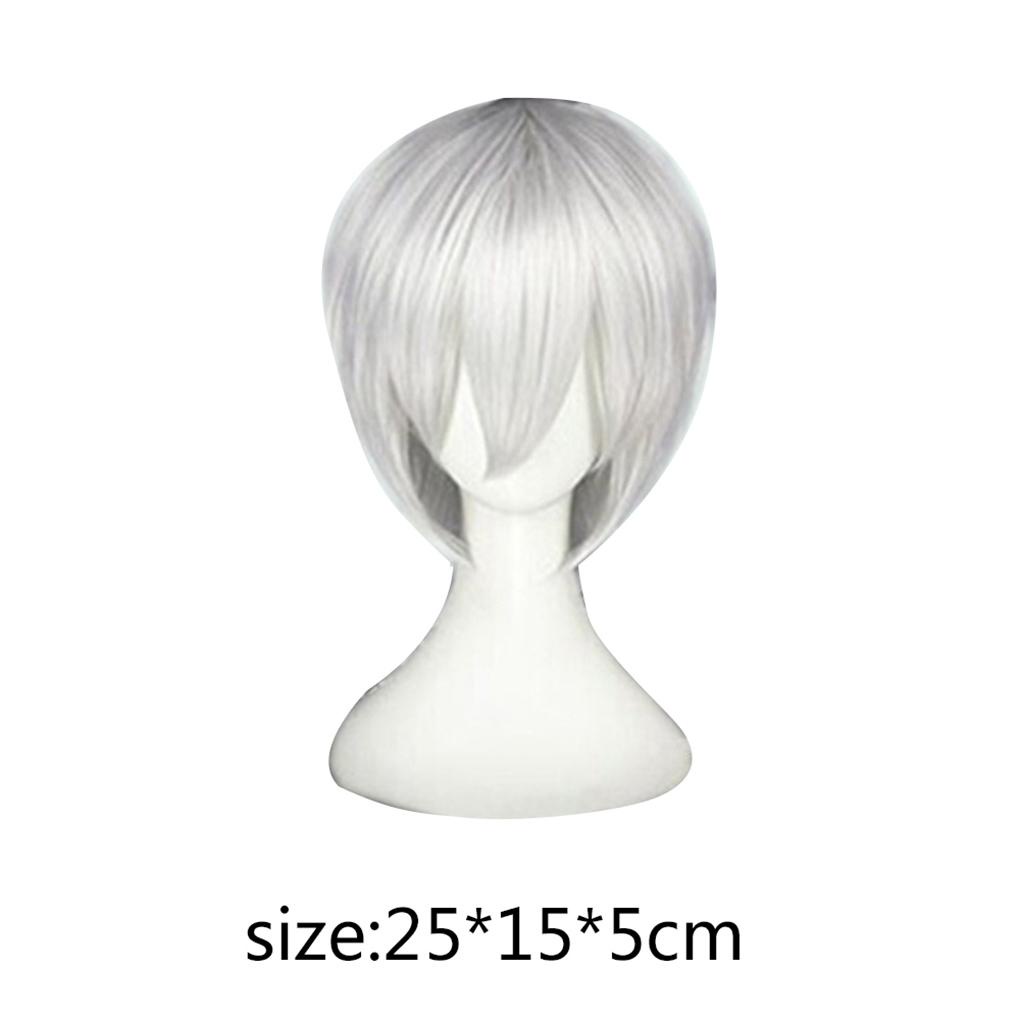 Bộ Tóc Giả Ngắn Thẳng Màu Bạc Bằng Sợi Chịu Nhiệt Hóa Trang Nhân Vật Hoạt Hình Cho Nam