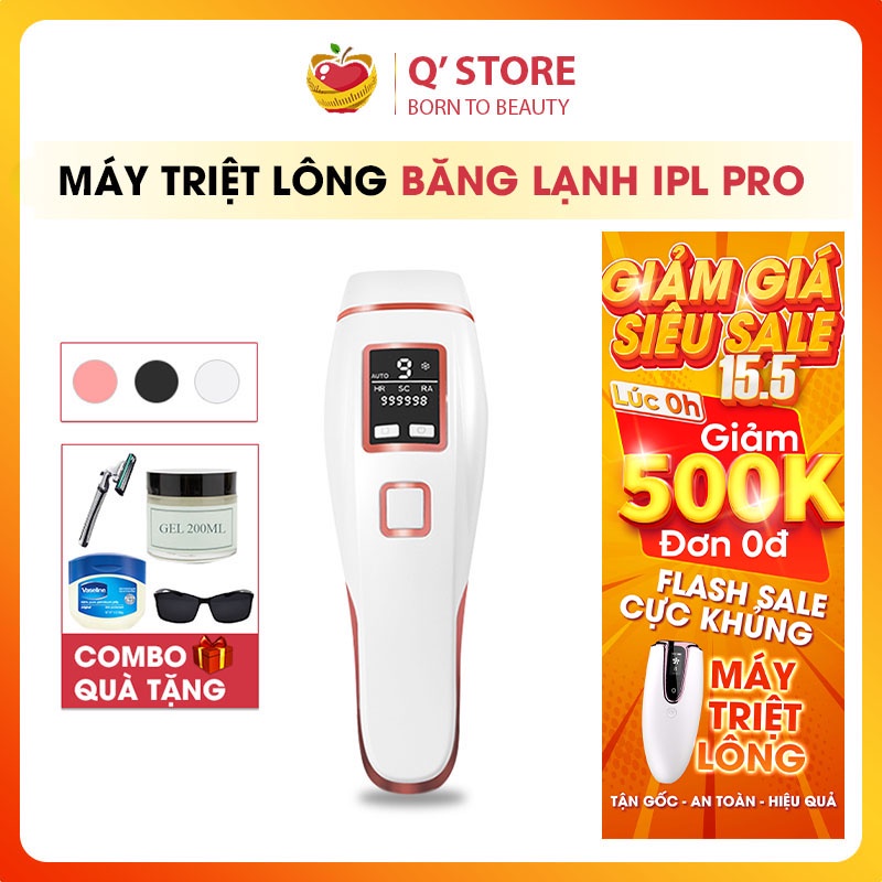 Máy triệt lông vĩnh viễn băng lạnh 9 cấp mini IPL PRO Đa năng, Trẻ hóa da, Triệt lông vĩnh viễn Bảo Hành 12T Qstore