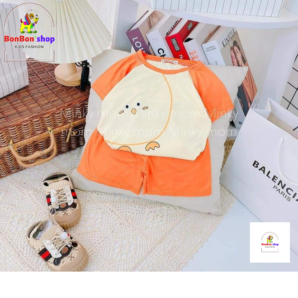 Bộ cộc tay thun lạnh cổ chui Minky siêu mềm mát cho bé trai/gái mẫu ngẫu nhiên