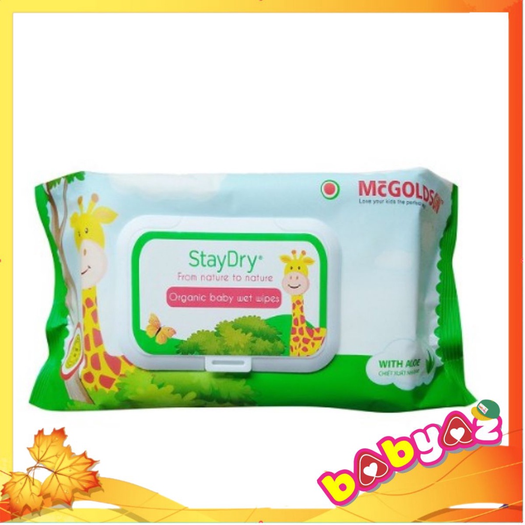 Khăn Ướt Organic Trẻ Em StayDry 100 Tờ Không Hương