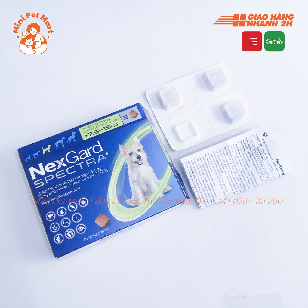 NEXGARD SPECTRA - Loại bỏ ve, bọ chét, tẩy giun cho chó - Vị thịt bò