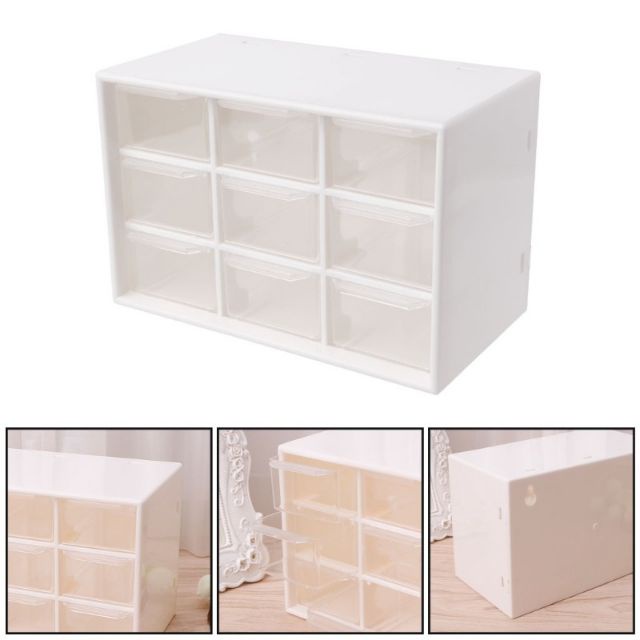 Tủ nhỏ đựng đồ có 9 ngăn kéo nhựa mini, hộp lưu trữ trang sức nhỏ tiện ích DEXI