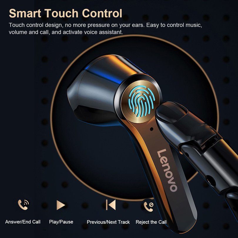 【giao hàng hôm nay>>>Lenovo QT81 Earbuds Wireless 5.0 True Gaming Headsets Touch Control LED Display Large Headphone Latency Buds Earphone