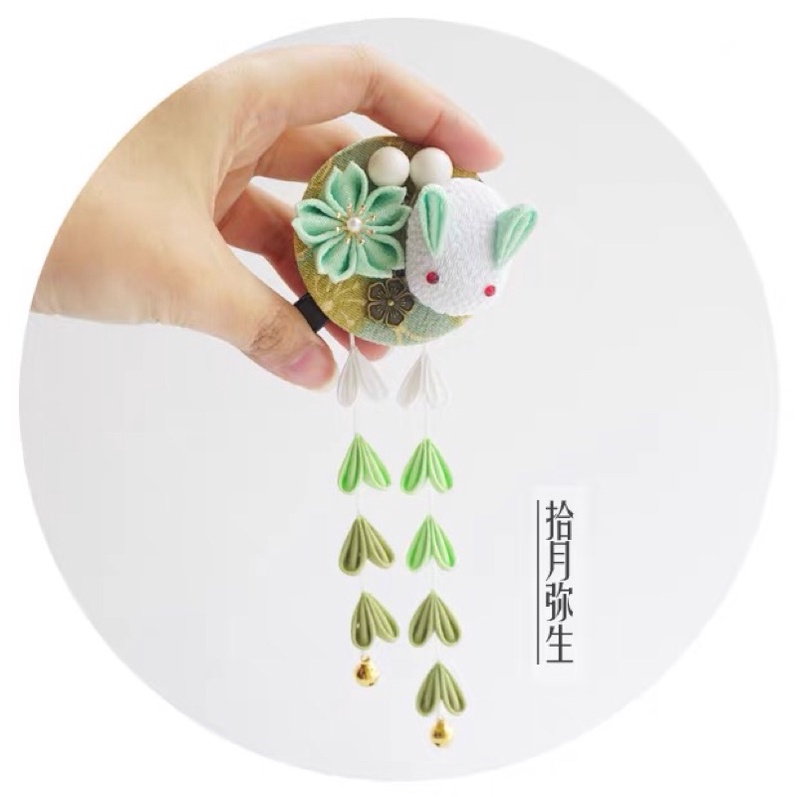 Kẹp tóc Kanzashi thỏ và hoa - Cosplay - lolita