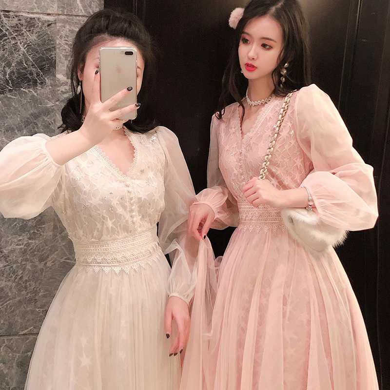 Đầm nữ thiết kế thời trang phối ren phong cách Hàn Quốc 2020 đầm bầu váy nữ váy bé gái váy dài chân váy dài váy nữ chân váy dài