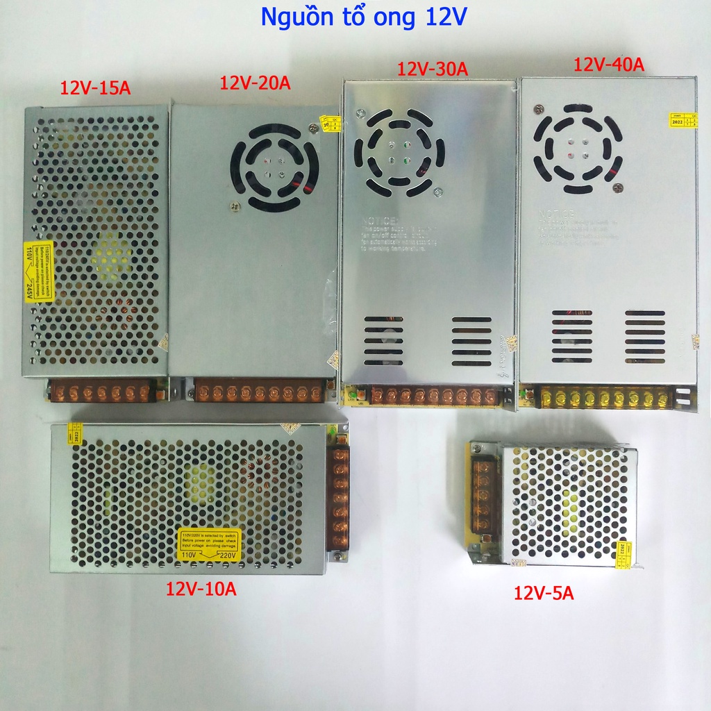 Nguồn tổ ong, nguồn 12V/24V/5V - 40A/30A/20A/15A/10A/5A, nguồn tổng  dùng cho camera,đèn led,motor, máy bơm