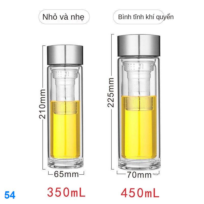 2021 ✻♚✐Đo nhiệt độ thông minh cốc thủy tinh dày hai lớp tách trà nước trong suốt nam và nữ dung tích lớn