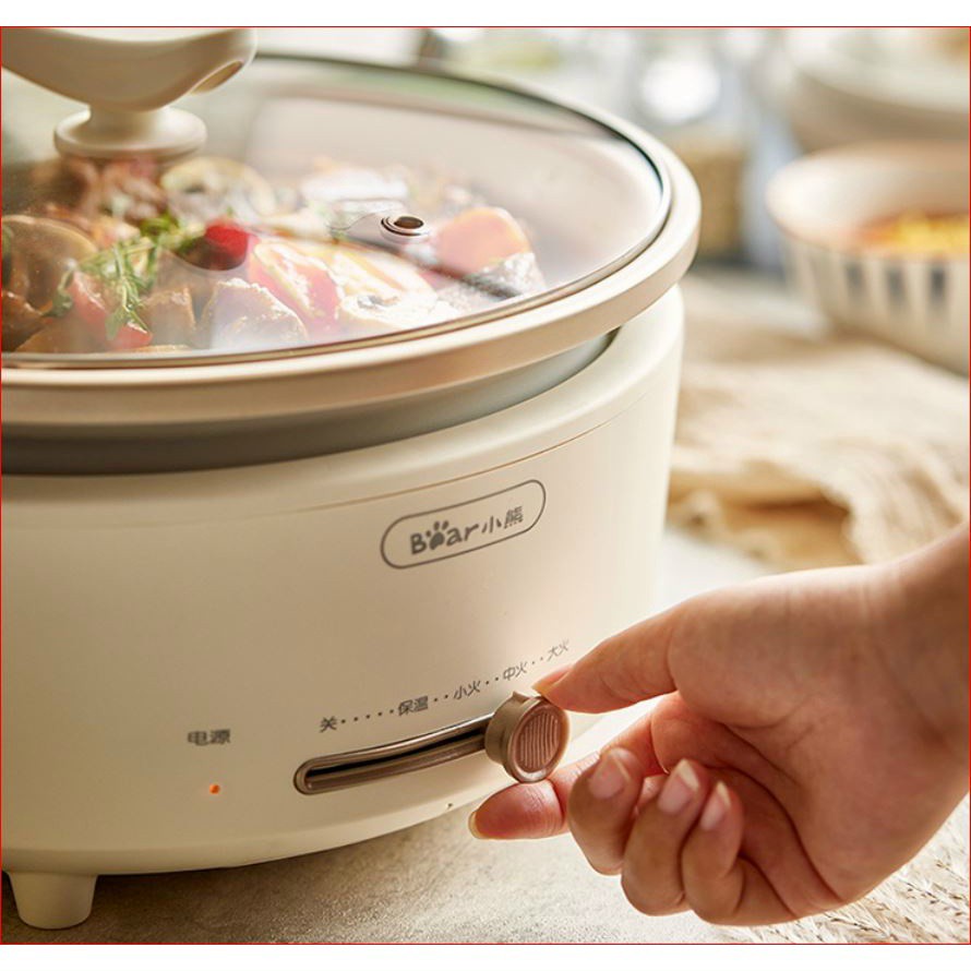 Nồi Lẩu Điện 2 Ngăn BEAR B06R6 6L Màu Be - BẢO HÀNH 12 THÁNG