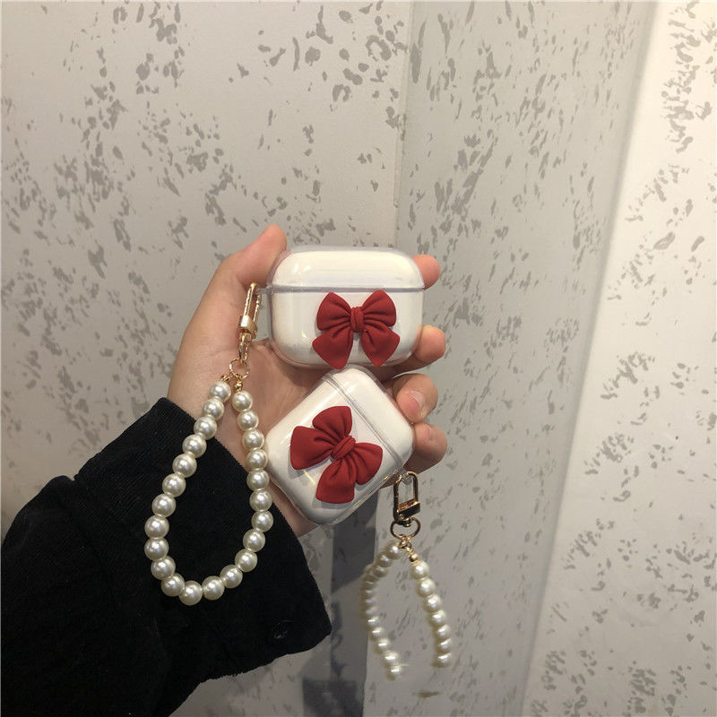 Ốp Bảo Vệ Hộp Đựng Tai Nghe AirPods Pro 12 I12 I9s 2 1 Pro2 2022 Bằng Silicon Đính Ngọc Trai Xinh Xắn