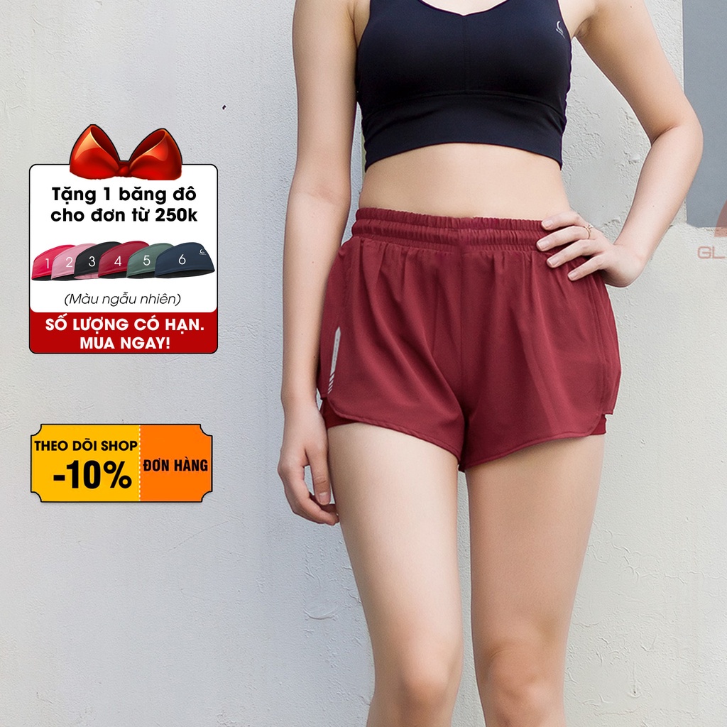 Quần short thể thao Boxer Gladimax in phản quang cao cấp (2 lớp), đồ tập gym, yoga, aerobic - HÀNG MỚI VỀ
