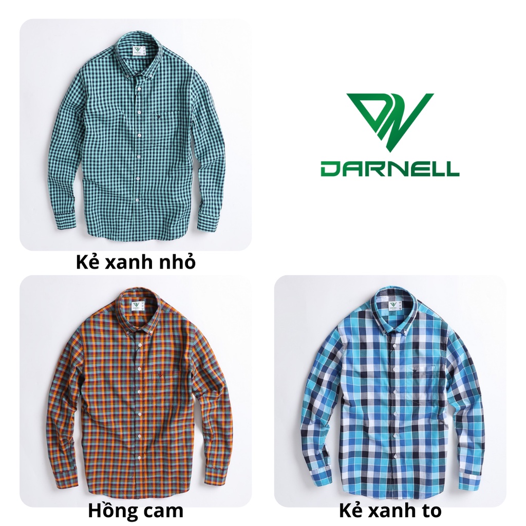 Áo sơ mi caro nam công sở DARNELL dài tay vải cotton cao cấp mềm mịn ít nhăn thoáng mát DN1023