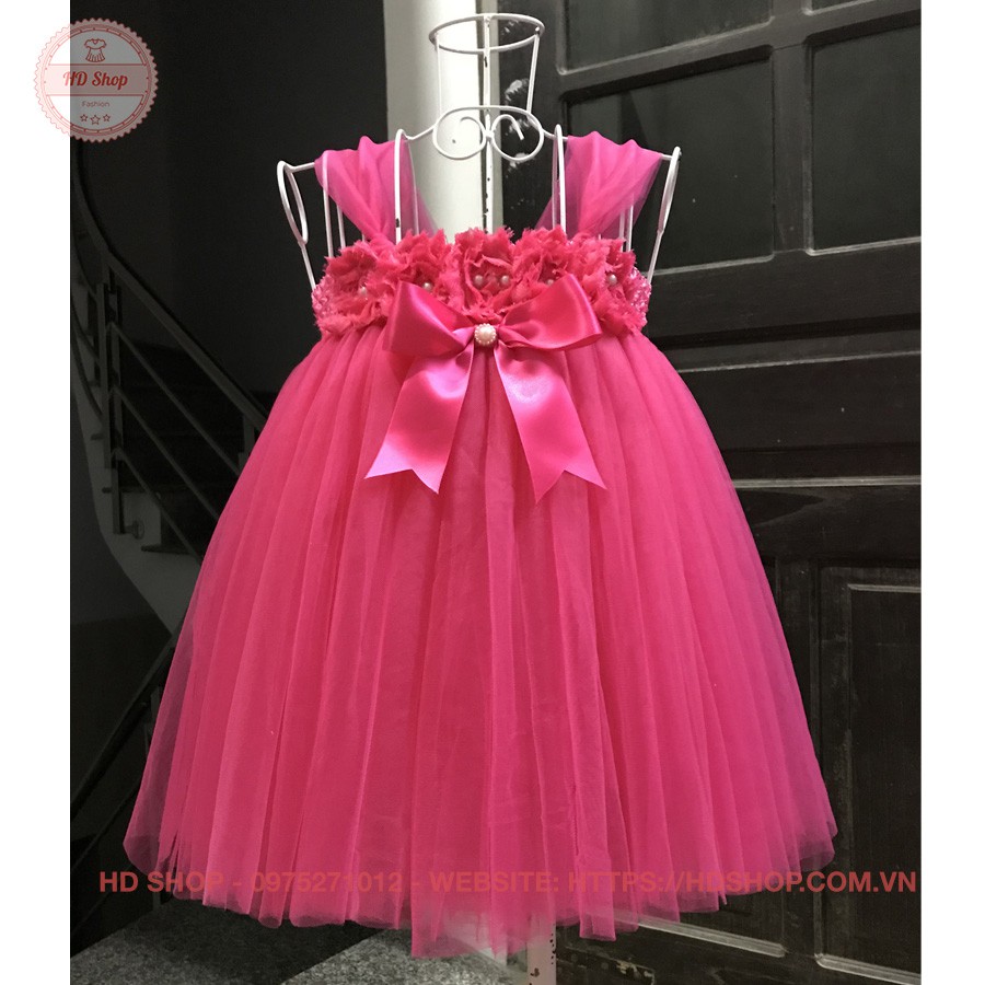 Váy tutu cho bé ❤️FREESHIP❤️ Váy tu tu hồng sen hoa 3D cho bé gái siêu cute