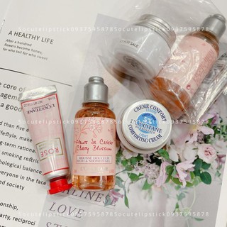 Set Dưỡng L’Occitane - Sữa tắm Cherry Blossom/Shea Light Comforting Cream/Rose Handcream