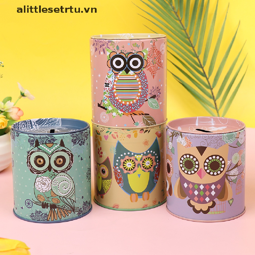 Ống Heo Tiết Kiệm Bằng Thiếc Hình Cú Mèo Vintage Trang Trí Nhà Cửa