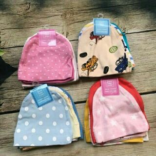 Sét 5c mũ cotton sơ sinh cho bé