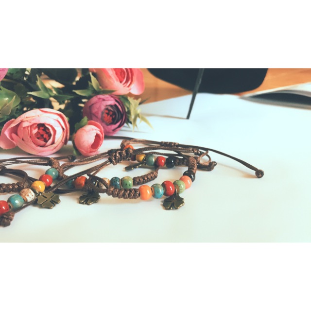 Vòng tay Handmade phối hạt gốm sứ