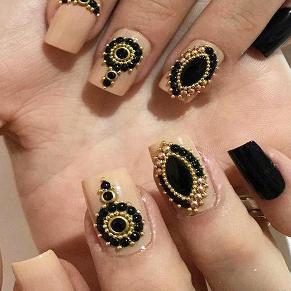 [Hàng mới về] Hộp hạt phụ kiện bằng kim loại 3D màu trơn sang trọng trang trí móng tay nghệ thuật chất lượng cao