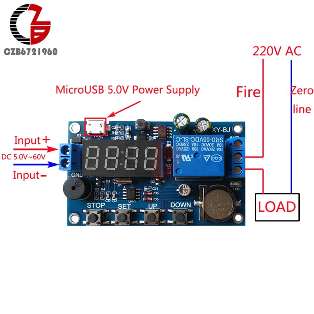 Real Time Delay Relay Module Timer Control Switch Timing Delay Relay with Buzzer Alarm DC 12V 24V