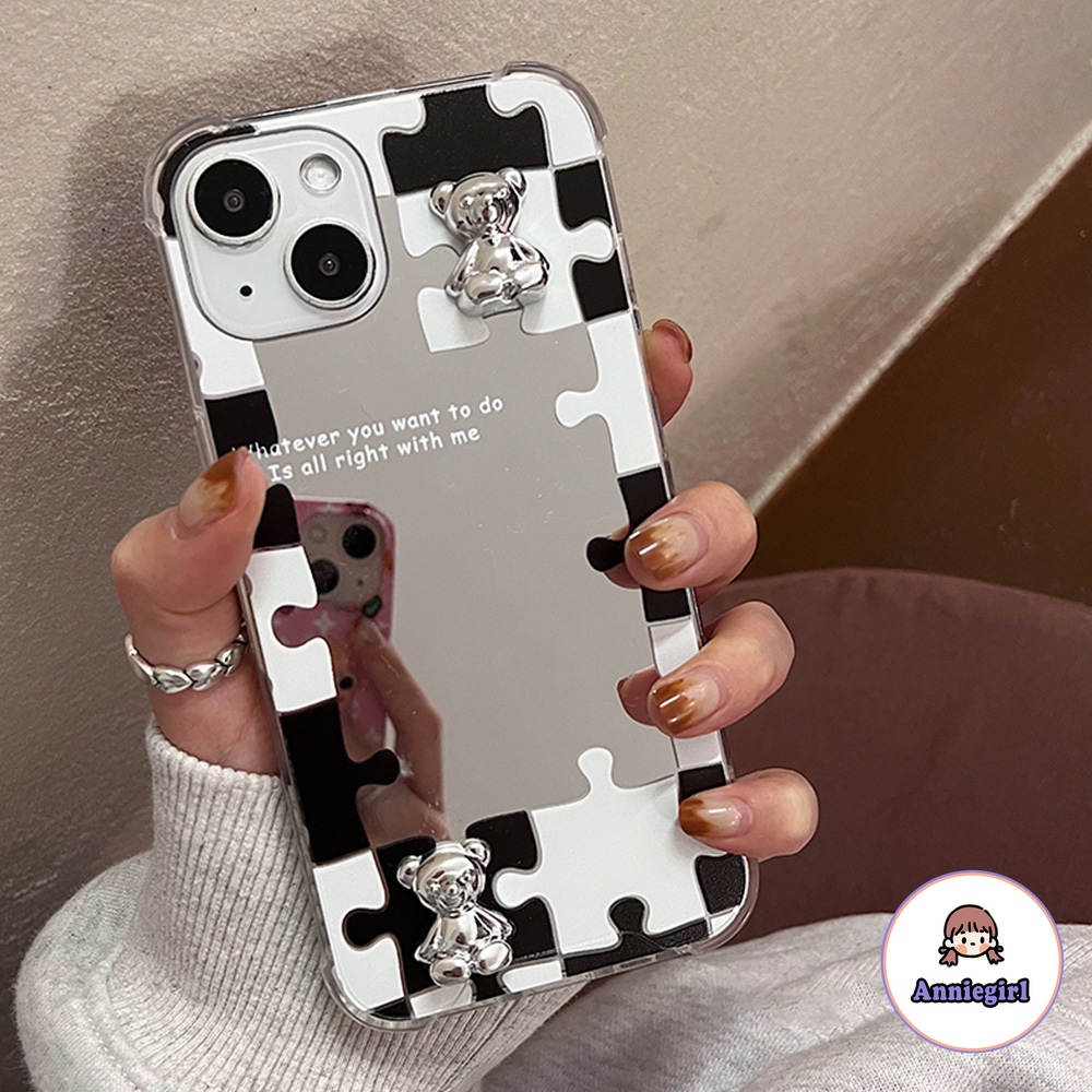 Ốp Điện Thoại TPU Dẻo Phủ Lớp Trang Điểm Gấu 3D Chống Trượt Cho IPHONE 14 13 12 11 PRO MAX X XS XR 8 7 PLUS