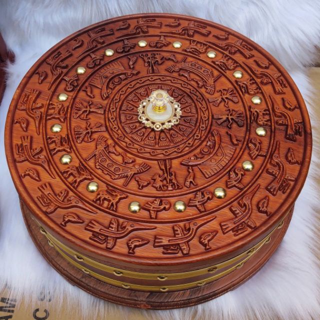 Hộp (khay) mứt đựng bánh kẹo tết Trống Đồng Đông Sơn gỗ Hương Đình Cao Cấp - Hàng Xuất Khẩu VIP