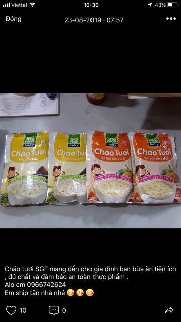 Cháo tươi SG FOOD Baby đủ vị (Date luôn mới)