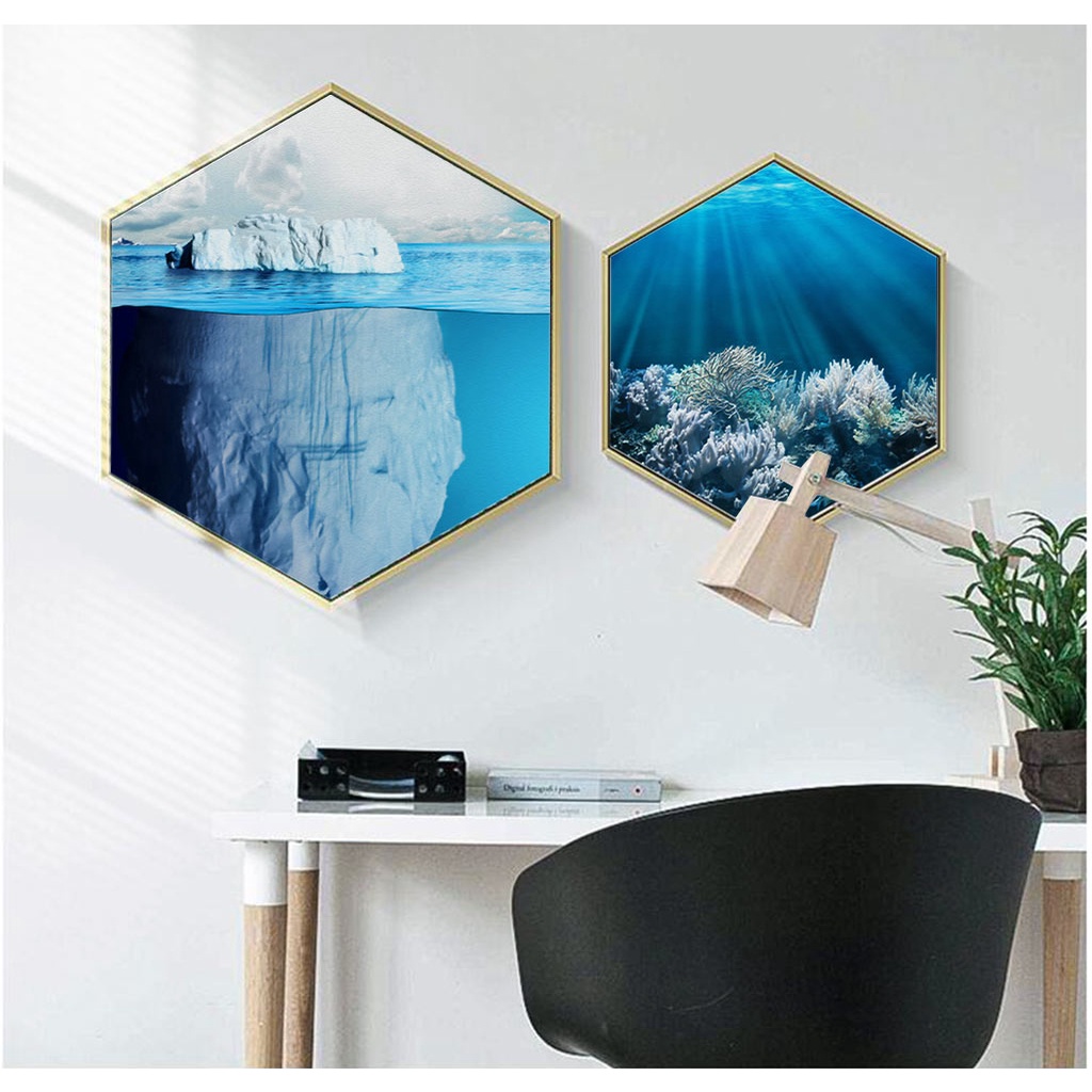 Tranh treo tường 3 bức khung gỗ phòng khách, phòng ngủ phòng bếp phong cách hiện đại GD58-GD61