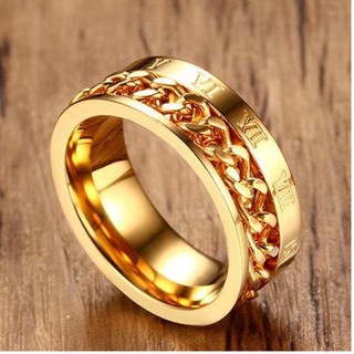 Nhẫn Nam  Titatium Chuỗi Xích  Số La Mã  Cá Tính Đẳng Cấp  ( Vàng  Ánh Kim )  RBXICHLAMA02
