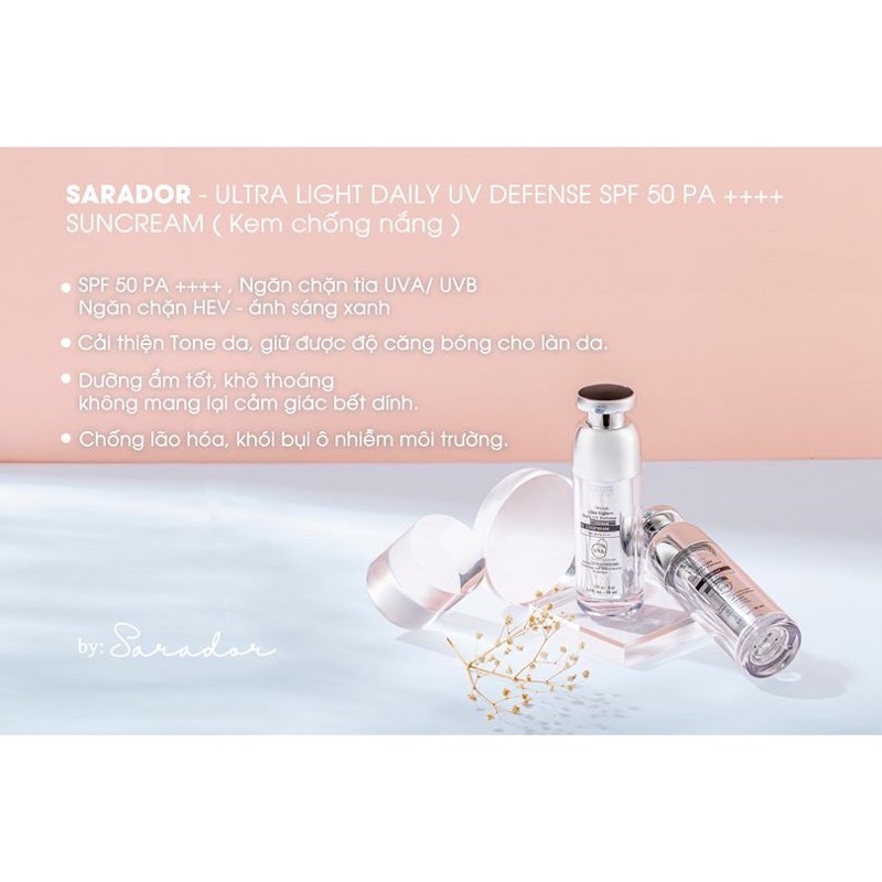 Kem chống nắng makeup CC cream Sarador spf50PA++++ kiềm dầu, nâng tone, cấp ẩm, dùng cả cho da nhạy cảm