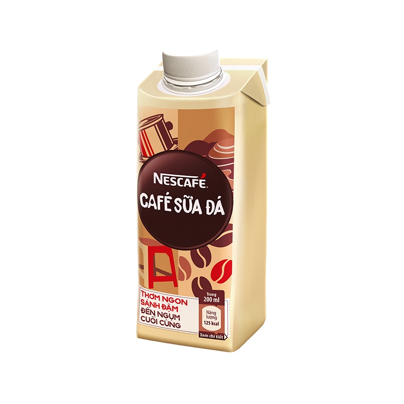 [Tặng 3 ly sứ Pastel] Bộ 12 hộp Cà phê uống liền NESCAFÉ® Cà Phê Sữa Đá (hộp 200ml)