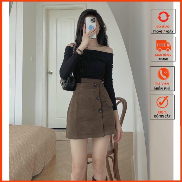 [QUATANG-KTYTT] Chân Váy Nhung Cạp Cao 3 cúc mới m908 | BigBuy360 - bigbuy360.vn