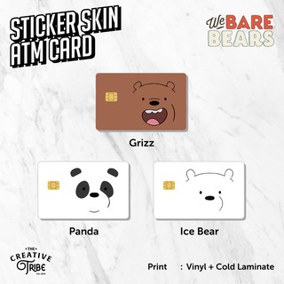 Nhãn Dán Da Thẻ we bare bears - vinyl atm debit Tín Dụng emoney flazz